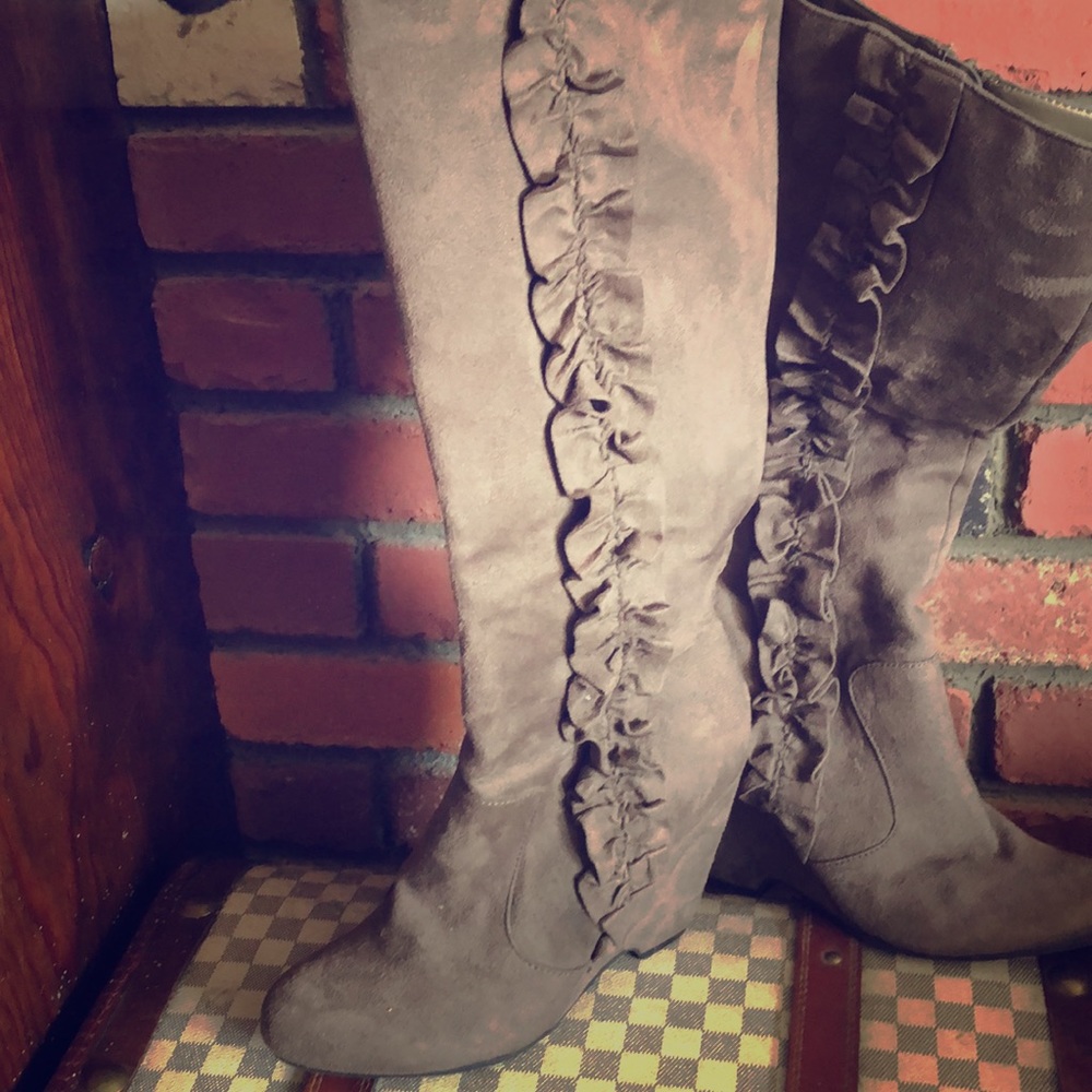 High wedge boot heel